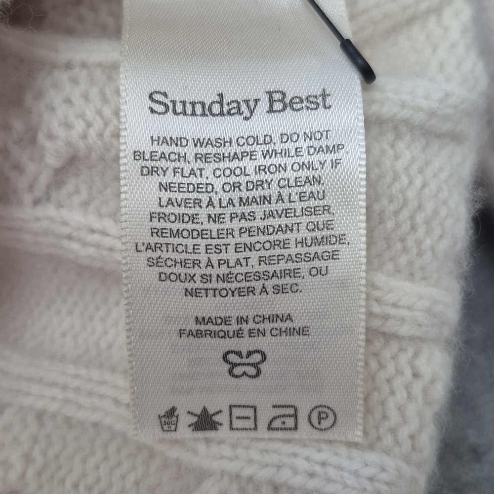 Aritzia Sunday Best Peggy Cropped Sweater, Wool Cotton, Cream, Oversized Size XS - Picture 11 of 12